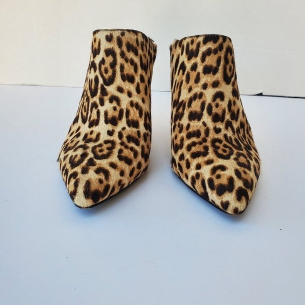 SAM Edelman "Oran" Calf Hair Leopard Mule Heel Bootie Size 6 Brahma, Sand - Picture 3 of 13